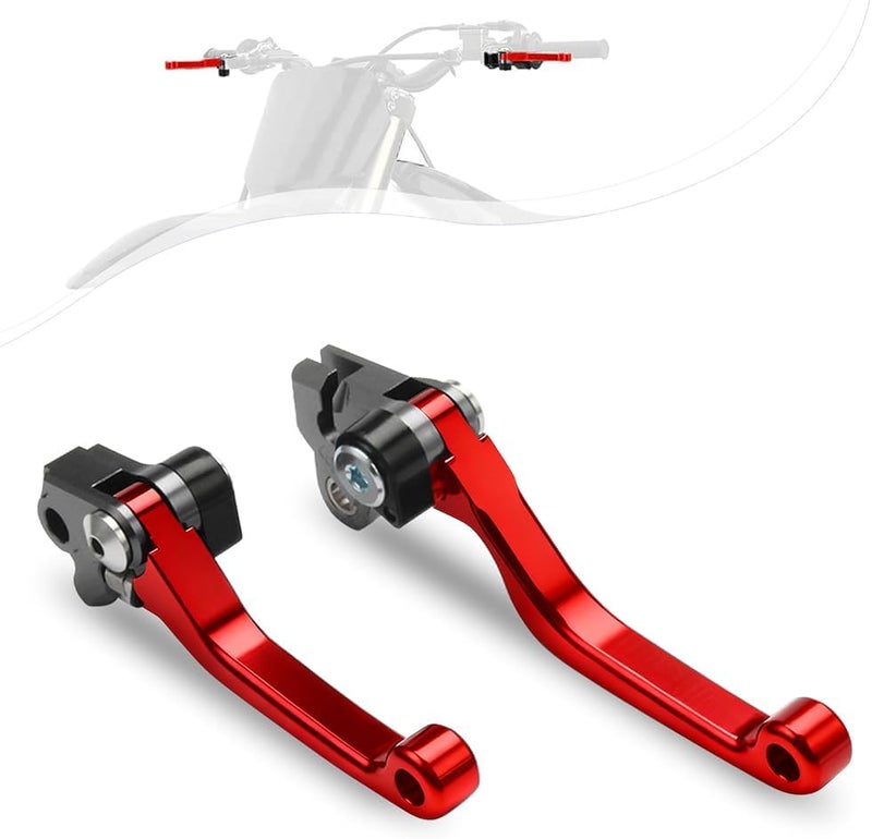 BAOUFF Dirt Bike Foldable Clutch Brake Levers,CNC Clutch Lever Breakaway Levers for CRF150R 07-25/CR80R CR85R 98-07/XR650R 00-06/CR125R CR250R 92-03 Red - Image 1